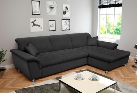 DOMO collection, DOMO collection Ecksofa, DOMO collection Ecksofa »Franzi Steppung im Sitzbereich B7T/H: 278/162/80 cm, L-Form« ohne Funktion, Flachgewebe, graphite