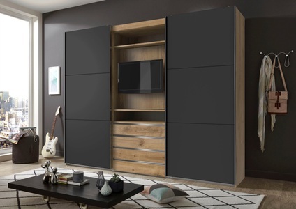 fresh to go, Fresh To Go Schwebetürenschrank »Magic«, mit drehbaren TV-Element, Wimex Schwebetürenschrank »Magic by fresh to go«, tolles EXTRA: mit drehbarem TV-Element, mittig mit Schubladen
