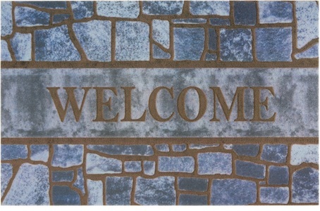 White Label, White Label - Fussmatte - 45 x 70 cm - Multicolor, Home affaire Fussmatte »Welcome blue, Türmatte«, rechteckig, 6 mm Höhe, mit Spruch, Schrift-Design, Rutschfest, Schmutzfang