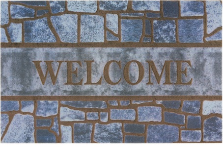 White Label, White Label - Fussmatte - 45 x 70 cm - Multicolor, Home affaire Fussmatte »Welcome blue, Türmatte«, rechteckig, 6 mm Höhe, mit Spruch, Schrift-Design, Rutschfest, Schmutzfang