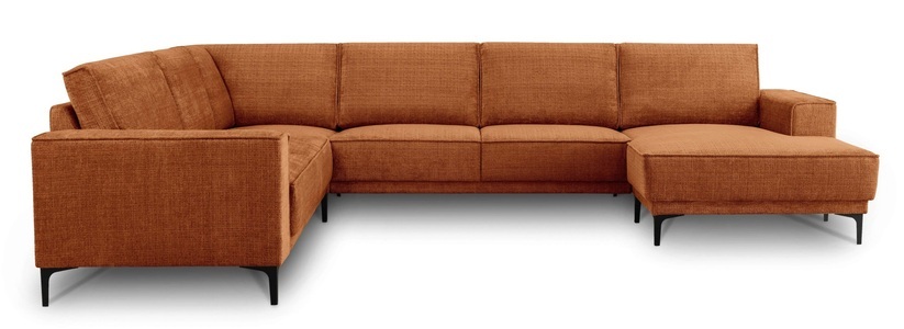 PLACES OF STYLE, Places of Style Wohnlandschaft »XXL Sofa Oland, Struktur, Flachgewebe, Luxus-Microfaser, Boucle«, U-Form, 342 cm, Wellenunterfederung, Skandi-Design, Metallfüsse, GOODproduct Wohnlandschaft »OLAND U-Form, XXL, B: 342 cm, Skandi-Design« Skandi-Design in Struktur, Flachgewebe, Luxus-Microfaser, Boucle