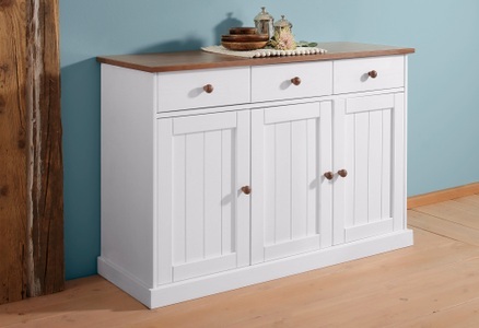 HOME AFFAIRE, Kommode, Home affaire, Breite 130 cm, MID.YOU Kommode 130/86/45 cm , FSC Westerland 4.2 , weiss , Holz , Kiefer , massiv,massiv,massiv , 2 Fächer , 130x86x45 cm , lackiert,Echtholz , Beimöbel erhältlich , 000528013202
