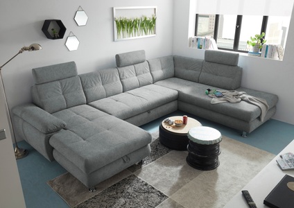 MID.YOU, MID.YOU Wohnlandschaft in textil hellgrau , Alba , 233 cm , 002220029603, MID.YOU Wohnlandschaft in webstoff hellgrau , Alba , Textil , 349x233 cm , Webstoff , 002220029603