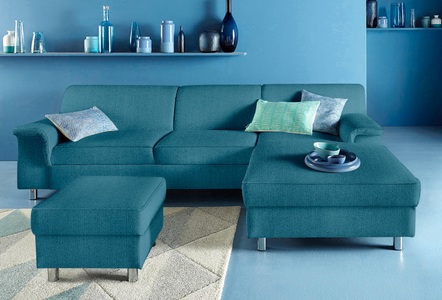 INOSIGN, INOSIGN Ecksofa, wahlweise mit Bettfunktion, DOMO collection Ecksofa »Jamie, modern und elegant, Fusshöhe 9cm, L-Form,« wahlweise mit Bettfunktion