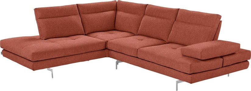CALIA ITALIA, CALIA ITALIA Ecksofa »Toby Wing«, Sitztiefenverstellung, Eckelement mit Funktion, Füsse in Chrom glänzend, CALIA ITALIA Ecksofa »Toby Wing, L-Form, Multifunktionssofa, bequem und edel«, Sitztiefenverstellung und Armteilfunktion, Füsse chrom glänzend
