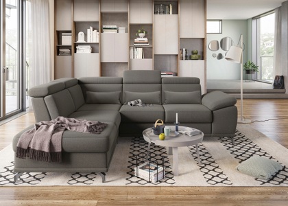 SIT&MORE, sit&more Ecksofa, sit&more Ecksofa »Cabrio L-Form, mit Sitztiefenverstellung, Arm- und Kopfteilverstellung«, 3 Nierenkissen, Federkern, optional Bettfunktion und Stauraum