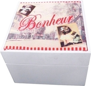 HOME AFFAIRE, Home affaire Holzkiste »Lilou«, Myflair Möbel & Accessoires Dekokiste »Lilou«, Aufbewahrungsbox, mit Deckel, Romantikmotiv, Shabby Optik