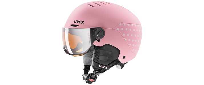 Uvex, UVEX Rocket Visor Helm Kinder pink/weiß 51-55cm 2021 Ski- & Snowboardhelme, Uvex Skihelm Rocket Junior Visor - Pink Confetti Matt (Grösse: 51-55)