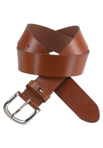 Tommy Hilfiger, Gürtel 'New Danny', Tommy Hilfiger Ledergürtel - Cognac 80 Herren