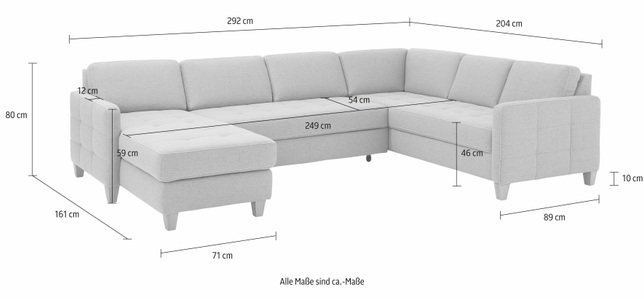 HOME AFFAIRE, Home affaire Wohnlandschaft »Earl«, wahlweise auch mit Bettfunktion oder Bettfunktion mit Bettkasten, Home affaire Wohnlandschaft »Earl U-Form«, wahlweise auch mit Bettfunktion oder Bettfunktion mit Bettkasten