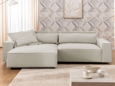 GOODproduct, GOODproduct Ecksofa »KINLEE Design-Sofa mit Recamiere rechts/links, Masse B/T/H 251/144/70cm« L-Form mit Wellenunterfederung, ohne Bettfunktion, modern und beguem