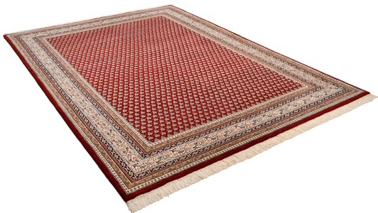 Theko®die Markenteppiche, Orientteppich Abbas Theko®die Markenteppiche Rot, THEKO Orientteppich »Abbas Meraj Mir«, rechteckig, 12 mm Höhe, reine Wolle, handgeknüpft, mit Fransen