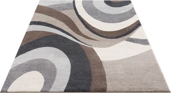 ANDAS, andas Teppich »Neele«, rechteckig, 14 mm Höhe, handgearbeiteter Konturenschnitt, andas Teppich »Neele«, rechteckig, 14 mm Höhe, Wellen-Design, mit handgearbeitetem Konturenschnitt, Wende-Teppich