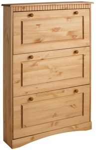 HOME AFFAIRE, Home affaire Schuhschrank »Rustic«, Home affaire Schuhschrank »Rustic« aus massiver Kiefer, 3 Schuhklappen, für 9-11 Paar, Kassettenoptik