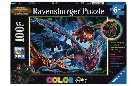 Ravensburger, Ravensburger Puzzle Dragons 3, Puzzle Ravensburger Leuchtende Dragons 100 Teile XXL Color Starline