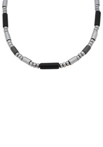 FIRETTI, Firetti Collier »glänzende und matte Walzen, massiv«, Firetti Collier »Schmuck Geschenk Halsschmuck Halskette Steinkette Edelstein Hämatit«, Made in Germany - mit Onyx, Hämatit