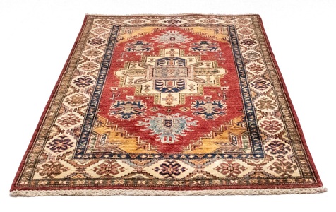 MorgenLand, morgenland Wollteppich »Kazak Teppich handgeknüpft rot«, rechteckig, 6 mm Höhe, morgenland Wollteppich »Kazak Teppich handgeknüpft rot«, rechteckig, 6 mm Höhe