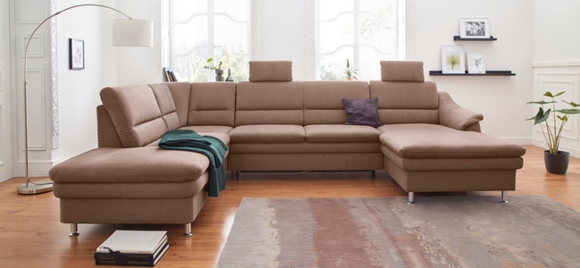 SIT&MORE, sit&more Wohnlandschaft, sit&more Wohnlandschaft »Cardoso U-Form«, mit Federkern und Kopfstützen, mit Bettfunktion und Relaxfunktion