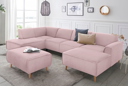 ANDAS, andas Wohnlandschaft »Janek«, mit Federkern und Keder in scandinavischem Design, Home affaire Wohnlandschaft »Janek Scandic Design, elegant und zeitlos U-Form« mit Federkern und Keder in scandinavischem Design