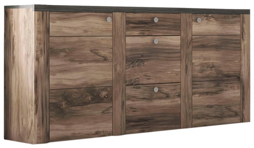 SERIE LARONA, Sideboard »Serie Larona«, Breite 176cm, Home affaire Sideboard »Larona, zeitlose Kommode mit 2 Türen, 3 Schubkästen, Türkommode,«, Höhe 84 cm, viel Stauraum, Anrichte mit dekorativer Rahmenoptik