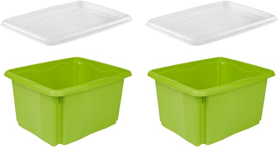 keeeper, keeeper Aufbewahrungsbox »emil«, (Set, 2 St., 2), aufeinander stapelbar, keeeper Organizer »emil«, (Set, 2 St., 2), Aufbewahrungsbox, 24 L, mit Deckel, hochwertiger Kunststoff