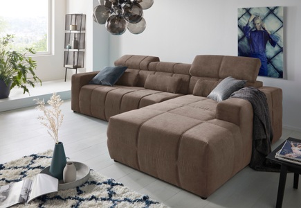 DOMO collection, DOMO collection Ecksofa, DOMO collection Ecksofa »Brandon grosse Ausführung B/T/H: 289/177/80 cm, auch in Leder und Cord«, mit Kopfteilverstellung, wahlweise Sitztiefenverstellung, L-Form