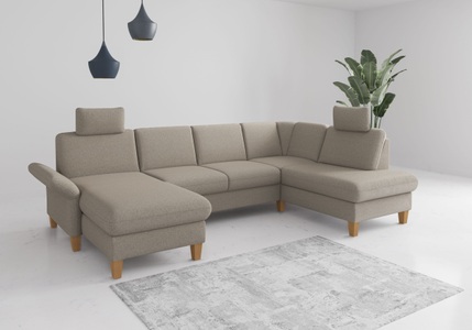 Home affaire Wohnlandschaft »Rochelle, U-Form«, optional mit Armteilverstellung, mit Bettfunktion & Bettkasten