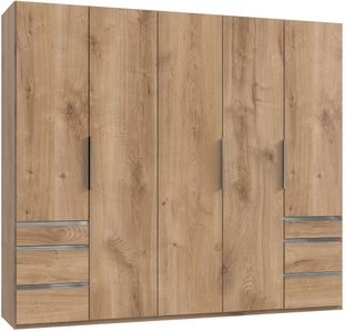 fresh to go, home24 Drehtuerenschrank Level 36A, MID.YOU Drehtürenschrank in eichefarben , Level 36A 250Cm Eiche Dekor , Metall, Kunststoff , 3 Fächer , 6 Schubladen , 250x216x58 cm , Dekorfolie,Nachbildung , 001787048703