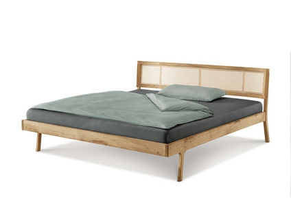 ANDAS, andas Bett »Hällevik Doppelbett, Massivholzbett, hyggeliger Stil«, massive FSC-zertifizierte Eiche geölt, Kopfteil mit Wiener Geflecht, andas Bett »Hällevik Doppelbett, Massivholzbett, hyggeliger Stil«, massive FSC-zertifizierte Eiche geölt, Kopfteil mit Wiener Geflecht