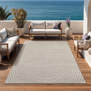 Home affaire Teppich »Lorent«, rechteckig, 5 mm Höhe, Kurzflor, Uni Farben, Hoch-Tief-Effekt, Scandi-Look, Outdoor geeignet