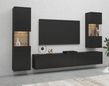 Helvetia, Helvetia Wohnwand »Ava«, INOSIGN Wohnwand »Ava, Wohnzimmer-Set hängend/stehend montierbar, Vitrine, Lowboard«, 3-tlg.