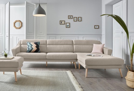 ANDAS, andas Ecksofa »Bille«, mit Naht im Rückenkissen und Beinen aus Eichenholz, Design by Morten Georgsen, andas Ecksofa »Bille L-Form«, mit Naht im Rückenkissen und Beinen aus Eichenholz