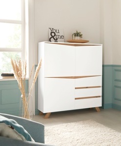HOMEXPERTS, Homexperts Highboard »Vicky«, Homexperts Highboard »Vicky«, Breite 120 cm, Höhe 142 cm, in matt weiss