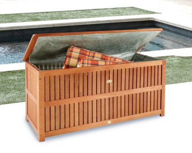 undefined, Auflagenbox, 130x58x55 cm, Eukalyptusholz, braun, CONTINI, Unsere Neuheiten, CONTINI Auflagenbox PLANO mit Folieninnentasche, Produkte & Wohnen