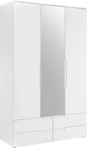 Schlafkontor, Schlafkontor Drehtürenschrank »Spice«, mit Hochglanzfront, MID.YOU Drehtürenschrank in weiss , Spice , Glas, Holzwerkstoff , 4 Fächer , 4 Schubladen , 126x208x57 cm , Hochglanz, tiefgezogen, Melamin , 002522034301
