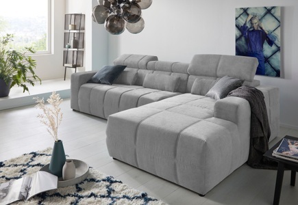 DOMO collection, DOMO collection Ecksofa, DOMO collection Ecksofa »Brandon grosse Ausführung B/T/H: 289/177/80 cm, auch in Leder und Cord«, mit Kopfteilverstellung, wahlweise Sitztiefenverstellung, L-Form