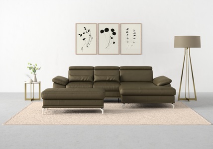 SIT&MORE, sit&more Ecksofa »Cabrio«, mit Sitztiefen- und Armteilverstellung sowie Federkern, 2 Nierenkissen, sit&more Ecksofa »Cabrio L-Form, B: 295 cm, mit Sitztiefen-, Arm- & Kopfteilverstellung« 2 Nierenkissen, Federkern, optional Bettfunktion und Stauraum
