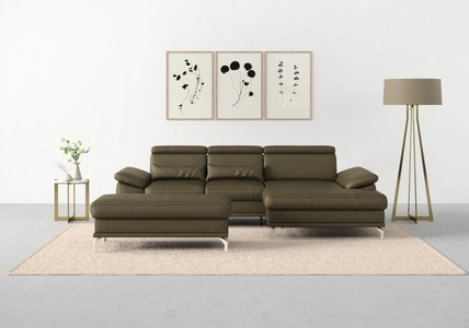 SIT&MORE, sit&more Ecksofa »Cabrio«, mit Sitztiefen- und Armteilverstellung sowie Federkern, 2 Nierenkissen, sit&more Ecksofa »Cabrio L-Form, B: 295 cm, mit Sitztiefen-, Arm- & Kopfteilverstellung« 2 Nierenkissen, Federkern, optional Bettfunktion und Stauraum