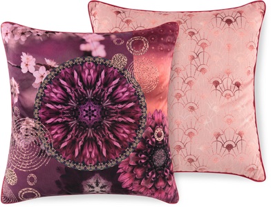 hip, Dekokissen, »Aluna«, hip, hip Dekokissen »Aluna«, Mit Füllung, 1 Stück, Biese, 48x48, Wendeoptik, Weich, Blumen Bordeaux