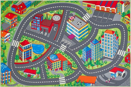 andiamo, Andiamo Kinderteppich »Street«, rechteckig, Strassen-Spiel-Teppich, weiche Spielunterlage, rutschhemmend, Andiamo Kinderteppich »Street«, rechteckig, 5 mm Höhe, Strassen-Spiel-Teppich, weiche Spielunterlage, rutschhemmend