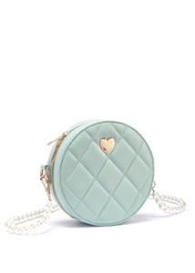VIVANCE, Vivance Umhängetasche, Minibag mit abnehmbarem Schulterriemen VEGAN, Vivance Umhängetasche, mit gestepptem Design und Perlenhenkel, Runde Handtasche VEGAN