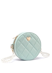 VIVANCE, Vivance Umhängetasche, Minibag mit abnehmbarem Schulterriemen VEGAN, Vivance Umhängetasche, mit gestepptem Design und Perlenhenkel, Runde Handtasche VEGAN