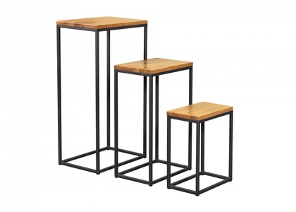 HOME AFFAIRE, Home affaire Beistelltisch »Trio Set«, (Set, 3 St., 3-Teilig), Metallbeine, Eiche Massivholzplatte, Satztisch, Home affaire Beistelltisch »Trio set«, (Set, 3 St., 3-Teilig), Metallbeine, Eiche Massivholzplatte