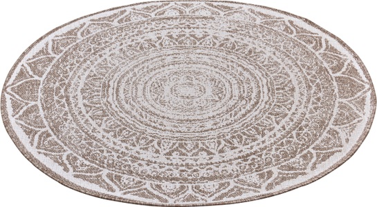 NORTHRUGS, NORTHRUGS Teppich »Siruma«, rund, 5 mm Höhe, In-und Outdoor geeignet, Mandala, Wohnzimmer, Balkon, Terrasse, Garten, Robust, Pflegeleicht, Flachgewebe, Wendbar, NORTHRUGS Teppich »Siruma«, rund, 5 mm Höhe, In- & Outdoor, Wendeteppich, Orientalisch, Teppich, Garten, Flur
