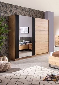 MY HOME, my home Schwebetürenschrank »Sardinia«, mit Spiegel und inkl. Inneneinteilung, INOSIGN Schwebetürenschrank »Sardinia, Kleiderschrank mit Spiegel, FSC®-zertifiziert«, inklusive Inneneinteilung, 217x210x62,5cm, ABS Schutzkanten