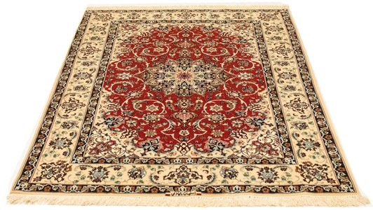 MorgenLand, morgenland Teppich »Isfahan Teppich handgeknüpft rot«, rechteckig, 7 mm Höhe, handgeknüpft, morgenland Teppich »Isfahan Teppich handgeknüpft rot«, rechteckig, 7 mm Höhe, handgeknüpft