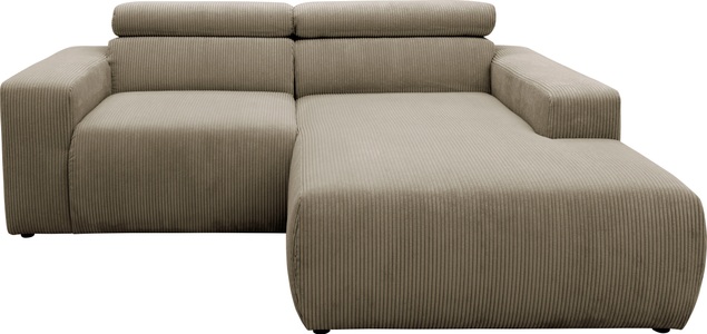 DOMO collection, DOMO collection Ecksofa »Brandon kleine Ausführung B/T/H: 214/100/80 cm«, Mit Kopfteilverstellung, auch in Leder und Cord, DOMO collection Ecksofa »Brandon, inkl. Kopfteilverstellung, B/T/H: 214/100/80 cm, L-Form« Cord, schlamm