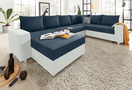 COLLECTION AB, COLLECTION AB Wohnlandschaft, mit Federkern, wahlweise mit Bettfunktion und Bettkasten, inklusive loser Zier- und Rückenkissen, frei im Raum stellbar, COLLECTION AB Wohnlandschaft »Paris U-Form«, mit Federkern, wahlweise mit Bettfunktion und Bettkasten