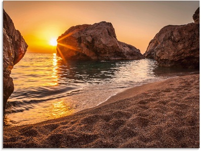 Artland Glasbild »Sonnenuntergang und Strand«