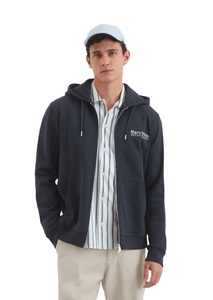 Marc O'Polo, Marc O'Polo Kapuzensweatjacke, mit elastischen Rippeinsätzen seitlich, Marc O'Polo Kapuzensweatjacke, mit elastischen Rippeinsätzen seitlich